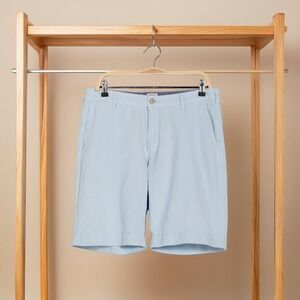 Faherty Brand Linen Blend Shorts Men Size 40 Light Blue Chambray 9" Inseam NWT